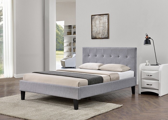 SF833 Queen Size Upholstered Bed Frame Grey Crush Velvet Fabric With Headboard