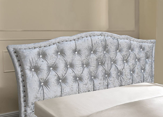 Small Single Plywood Bed Frame 190cm Length Crushed Velvet With Characteristic Headboard