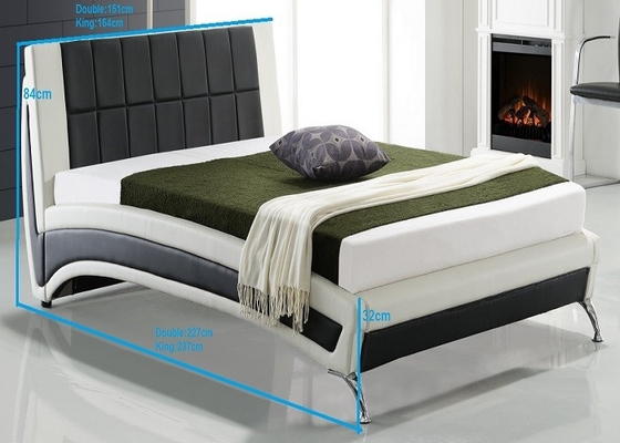 King Upholstered Platform Faux Leather Bed Frame Double Size Bedroom Furniture