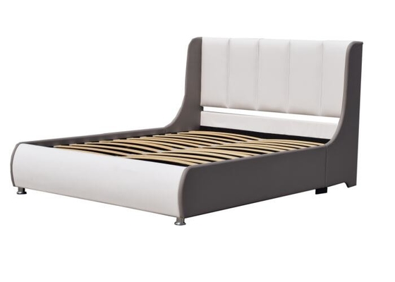 ODM American Style Bed Frame Queen Size White Faux Leather With Gas Lift