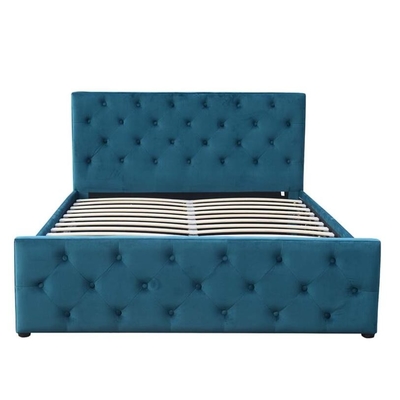 Headboard Footboard Tufted Storage Bed Fabric Button King Size Gas Lift