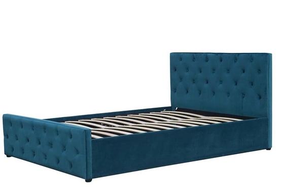 Headboard Footboard Tufted Storage Bed Fabric Button King Size Gas Lift