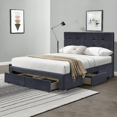 4 Drawer Cream Crushed Velvet Bed Frame Double Size OEM ODM