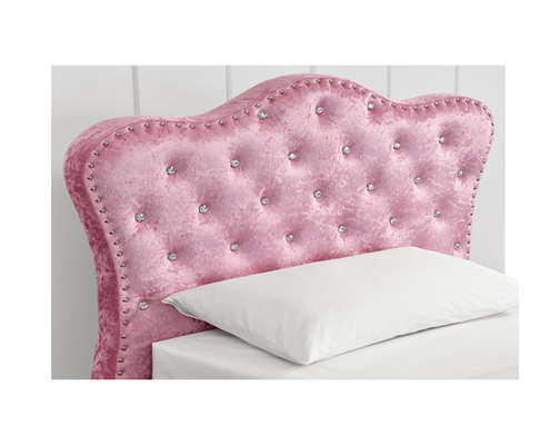 Customized Pink Velvet Fabric Crushed Velvet Double Bed With Storage