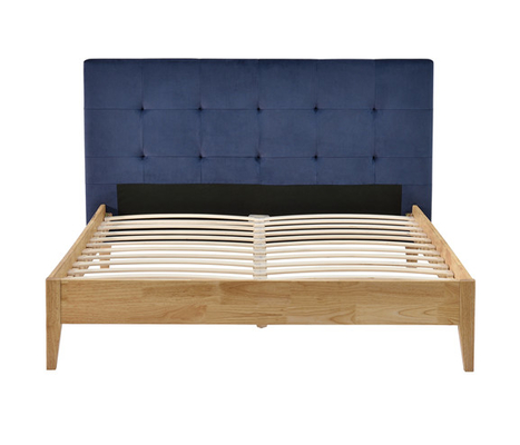 Sunny Blue Linen Fabric Bed Frame With Headboard CE Certification