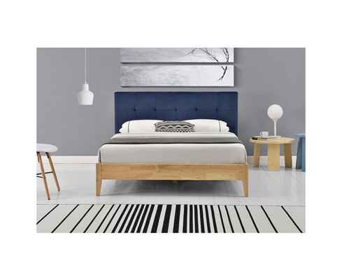 Sunny Blue Linen Fabric Bed Frame With Headboard CE Certification