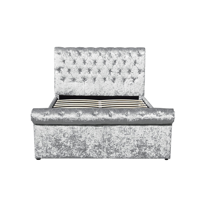 Crush Velvet  Gas Lift Storage Bed OEM Silver Upholstered Double Bed Frame