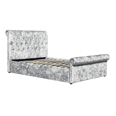 Crush Velvet  Gas Lift Storage Bed OEM Silver Upholstered Double Bed Frame