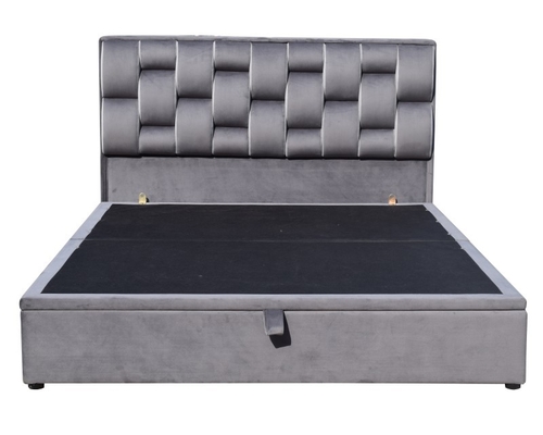 Plywood Full Size Gas Lift Storage Bed Frame Light Grey Velvet OEM