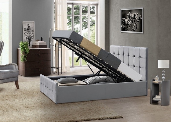 Bedroom Platform Wood Upholstered Queen Bed Frame With Button