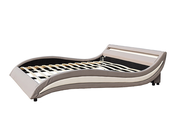 Single Size Faux Leather Bed Frame With Led Headboard Big Ottoman