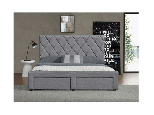 OEM King Size Tufted Storage Bed Velvet Fabric With Four Storage Drawers