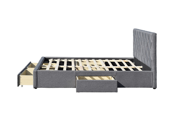 OEM King Size Tufted Storage Bed Velvet Fabric With Four Storage Drawers