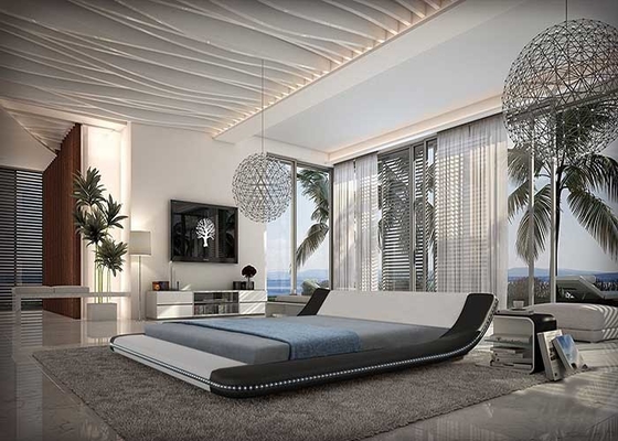 Modern Soft Leather Bed Frame Tatami Bedroom Royal Large King Size