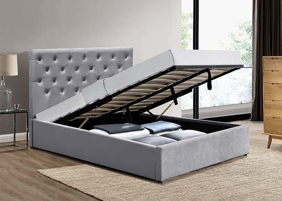 Mechanism Ottoman Gas Lift Storage Bed Fabric Upholstered Storage Bed ODM