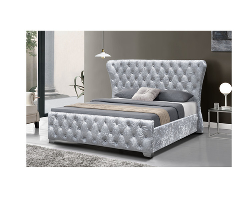 Crushed Velvet Double Home Furniture Bed Frame With Buttons