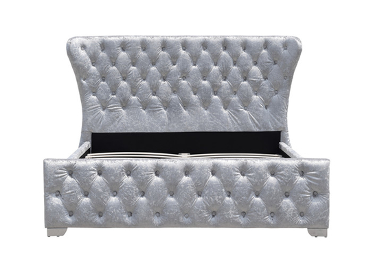 Crushed Velvet Double Home Furniture Bed Frame With Buttons