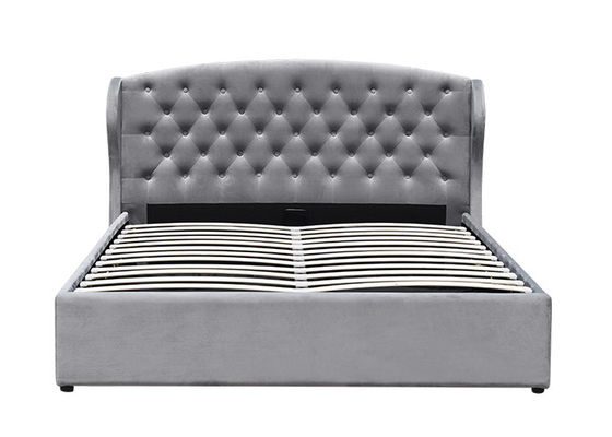 4 FT Ottoman Tufted Storage Bed Foot Lift Open Gas With Headboard Grey