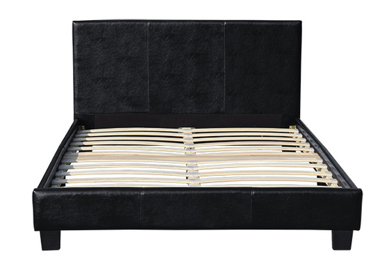8 Inch Lisbon Double Bed Black Faux Leather Frame Medium White Upholstery
