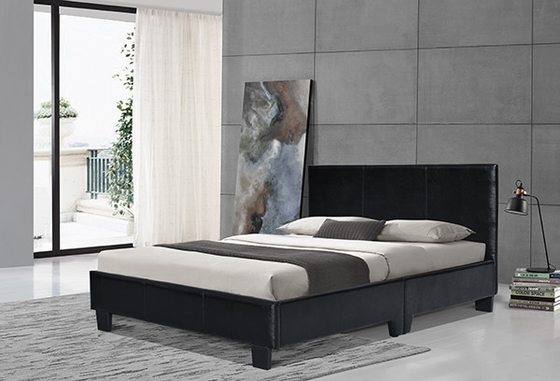 8 Inch Lisbon Double Bed Black Faux Leather Frame Medium White Upholstery
