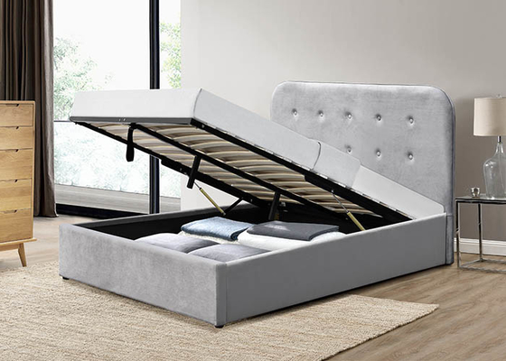 Button Headboard Velvet And Wood Bed Frame King Size OEM ODM