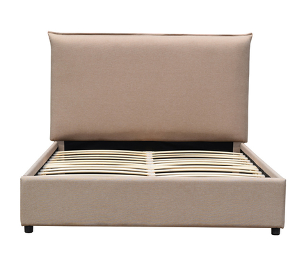 Linen Light Brown Bed Frame King Europen Style Modern Upholstered Platform Bed