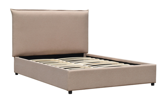 Linen Light Brown Bed Frame King Europen Style Modern Upholstered Platform Bed