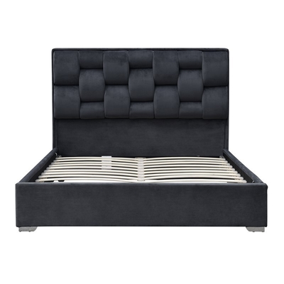 Customized Double Size Velvet Fabric Bed Frame With Tufted High Headboard