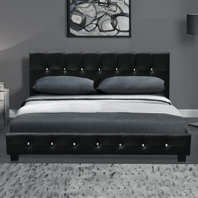 Cristal Button Upholstered Leather Bed