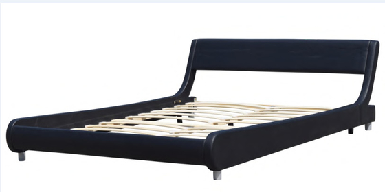Full Size Black Faux Leather Bed Frame Upholstered Platform OEM