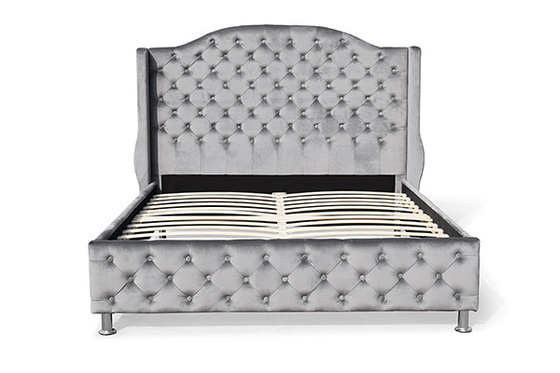 Metal Leg Gas Lift Queen Bed Frame Tufted Headboard Footboard Velvet