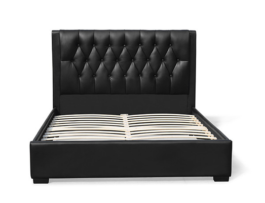 160*200cm PU Tufted Headboard Queen Bed Frame Black Plastic Leg
