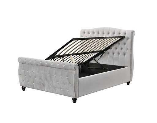Full Size Upholstered Headboard Platform Bed Frame Light Gray OEM ODM
