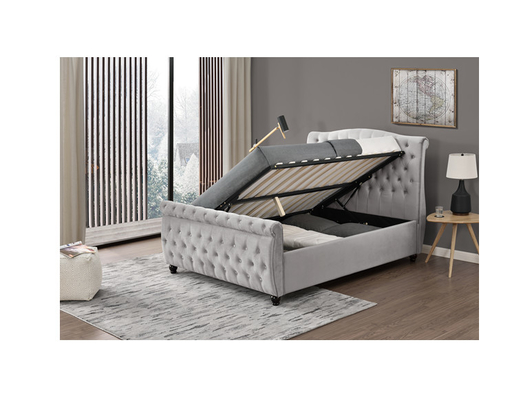 Full Size Upholstered Headboard Platform Bed Frame Light Gray OEM ODM