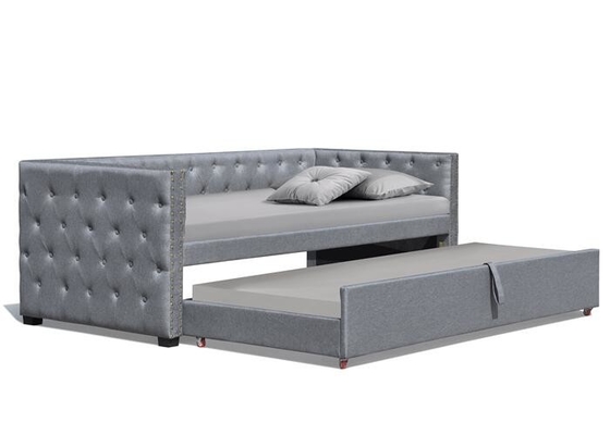 Fabric Upholstered Trundle Daybed With Bronze Stud Single Plywood