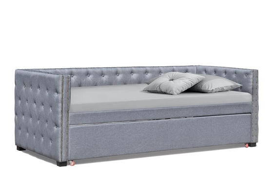 Fabric Upholstered Trundle Daybed With Bronze Stud Single Plywood