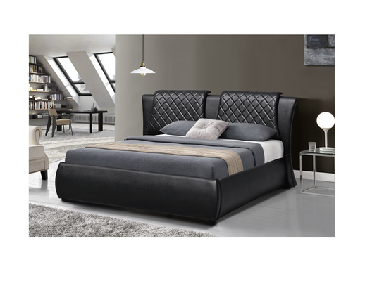 Plywood Bendwood Double Faux Leather Bed With Storage CE Certification
