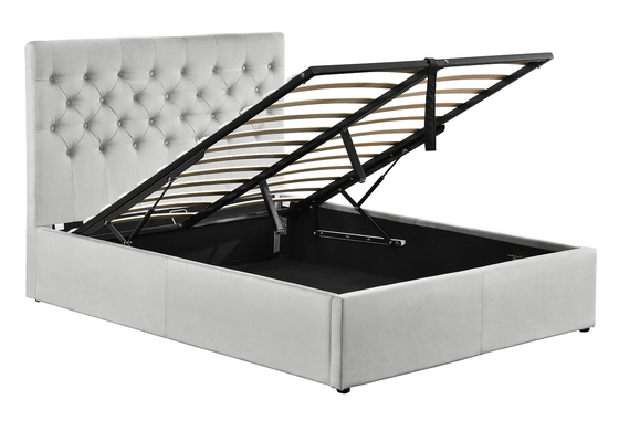King Size Platform Tufted Upholstered Bed Frame With Buttons Headboard