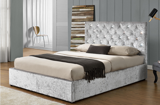 King Size Platform Tufted Upholstered Bed Frame With Buttons Headboard