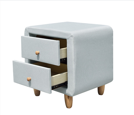 SUNNY 2 Drawer Modern Nightstand Plywood Fabric Linen Covered Cabinet Drawers