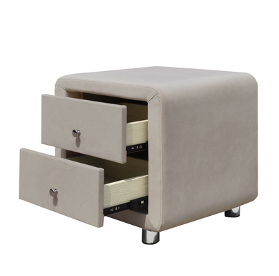 SUNNY 2 Drawer Modern Nightstand Plywood Fabric Linen Covered Cabinet Drawers