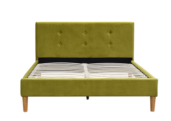 Tufted Green Cream Crushed Velvet Double Pillow Headboard Bed Frame