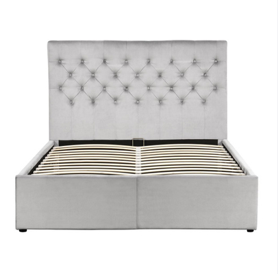 Optional Color Fabric-Crushed velvet Gas Lift Storage Full size Bed comfortable for sleep CE