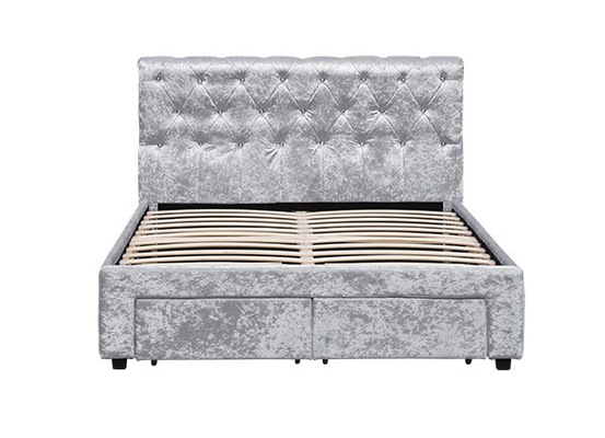 Torver Charcoal Plush Velvet Bed Frame - Choose Size And Colour Options