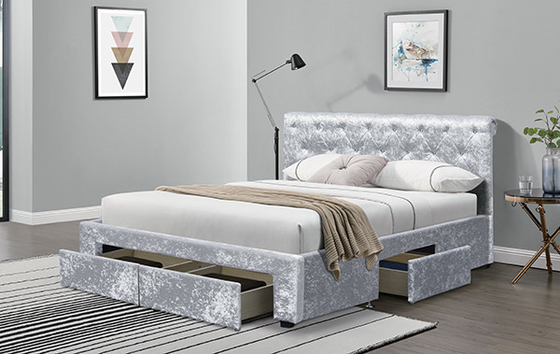 Torver Charcoal Plush Velvet Bed Frame - Choose Size And Colour Options