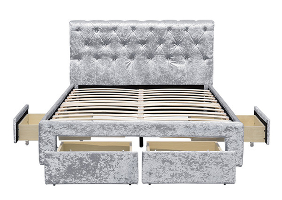 Torver Charcoal Plush Velvet Bed Frame - Choose Size And Colour Options