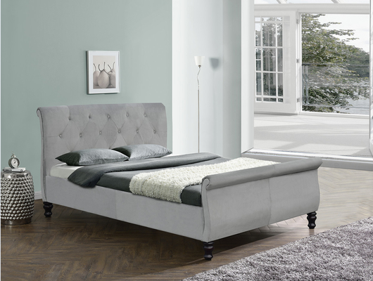 Upholstered chesterfield bed frame king size Sleigh With Buttons