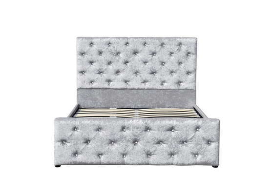 Customized Upholstered Crushed Velvet King Size Bed With Storage Drawers
