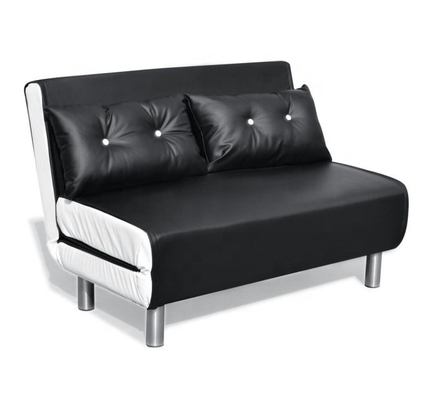 Pu Leather Folding Chair Sofa Bed Black White With Metal Legs