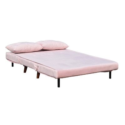 Pink Velvet Two Seat Sofa Bed Folding Chair Fabric Foam Plywood